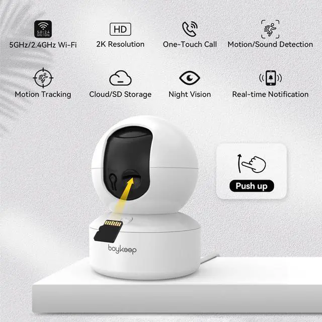 Alt view image 2 of 5 - BoyKeep 2K Indoor Security Camera 5G/2.4GHz Wi-Fi Cameras for Baby/Elder/Dog/Pet Camera with Phone app, K10+K30