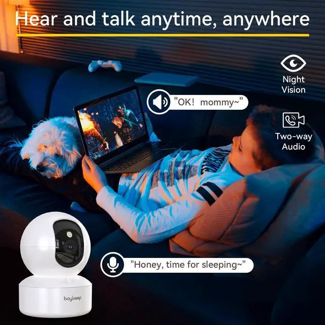 Alt view image 4 of 5 - BoyKeep 2K Indoor Security Camera 5G/2.4GHz Wi-Fi Cameras for Baby/Elder/Dog/Pet Camera with Phone app, K10+K30
