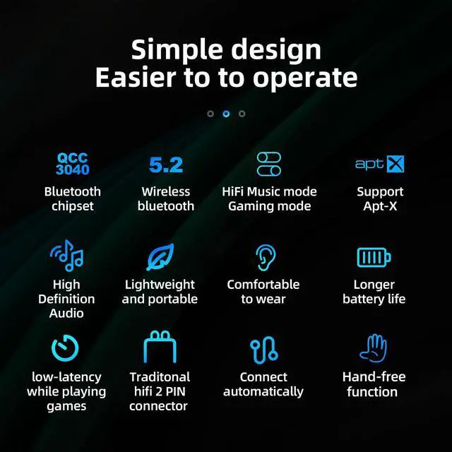 Alt view image 3 of 5 - CCA BTX Bluetooth 5.2 Module IEM Bluetooth Adapter with Mic Waterproof Ear Hook Extra Long Battery Life Bluetooth Cable for KZ ZS10 PRO/ZSN Pro X/ZSN PRO/ZSN/AS16/ZAX/DQ6 CA16 /C12/CRA(C pin)