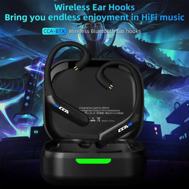 Alt view image 2 of 5 - CCA BTX Bluetooth 5.2 Module IEM Bluetooth Adapter with Mic Waterproof Ear Hook Extra Long Battery Life Bluetooth Cable for KZ ZS10 PRO/ZSN Pro X/ZSN PRO/ZSN/AS16/ZAX/DQ6 CA16 /C12/CRA(C pin)
