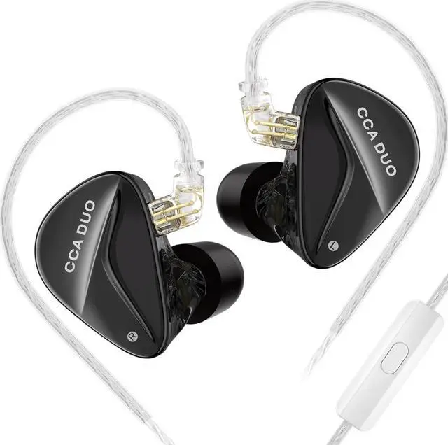 Main image of CCA Duo in Ear Monitor Earphone with Microphone,Dual-Dynamic Drivers HiFi Stereo Noise Isolating IEM Wired Earbuds Headphones with Tangle-Free Removable Cord for Singer Musician Audiophile(with Mic)