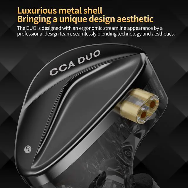 Alt view image 4 of 5 - CCA Duo in Ear Monitor Earphone with Microphone,Dual-Dynamic Drivers HiFi Stereo Noise Isolating IEM Wired Earbuds Headphones with Tangle-Free Removable Cord for Singer Musician Audiophile(with Mic)