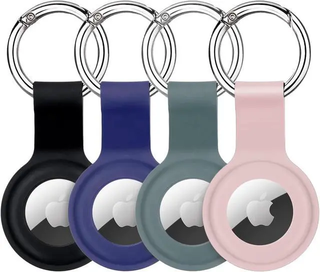 Main image of AirTag Holder Case Silicone Sleeve for AirTags Durable Anti-Scratch Protective Skin Cover with Anti-Losing Keychain Ring Accessory Compatible with Apple AirTags 4 Pack