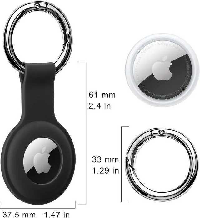 Alt view image 4 of 5 - AirTag Holder Case Silicone Sleeve for AirTags Durable Anti-Scratch Protective Skin Cover with Anti-Losing Keychain Ring Accessory Compatible with Apple AirTags 4 Pack