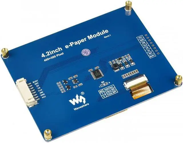 Alt view image 2 of 5 - Coolwell Waveshare 4.2inch E-Ink Display E-Paper Screen Module for Raspberry Pi 4B+ 4B 3B+ 3B 2B+ Zero W WH 2 W Jetson Nano SPI Interface 400x300 Resolution