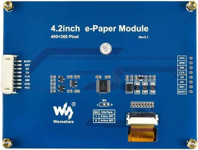 Alt view image 4 of 5 - Coolwell Waveshare 4.2inch E-Ink Display E-Paper Screen Module for Raspberry Pi 4B+ 4B 3B+ 3B 2B+ Zero W WH 2 W Jetson Nano SPI Interface 400x300 Resolution