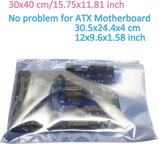 Alt view image 3 of 5 - CW-MART Open Top Antistatic Bag for ATX Motherboard Graphics Card GPU Electronics Anti Static Ziplock ESD Shielding Bags, 50 Pcs 12x16inch with Anti-Static Label