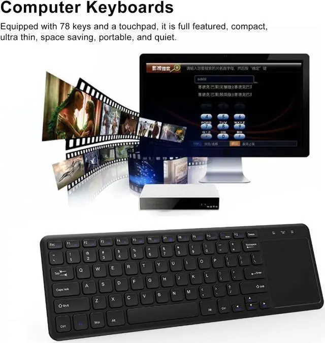 Alt view image 2 of 5 - Wireless Keyboard, 78 Keys Portable Computer Keyboard with Touchpad Scissor Foot Key Design Ultra Slim Quiet Ergonomic Keyboard for Laptop PC Tablet