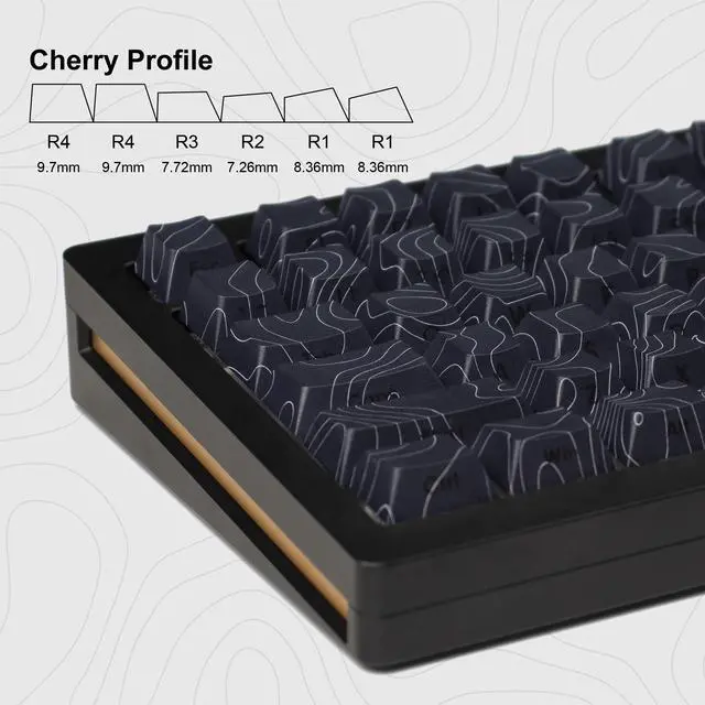Alt view image 4 of 5 - dagaladoo Black Topographic keycaps Double Shot PBT keycaps Shine Through Keyboard Keys Side Printed Key caps Cherry Profile Custom keycap Set for100%, 75%, 65%, 60% US Layout Mechanical Keyboard