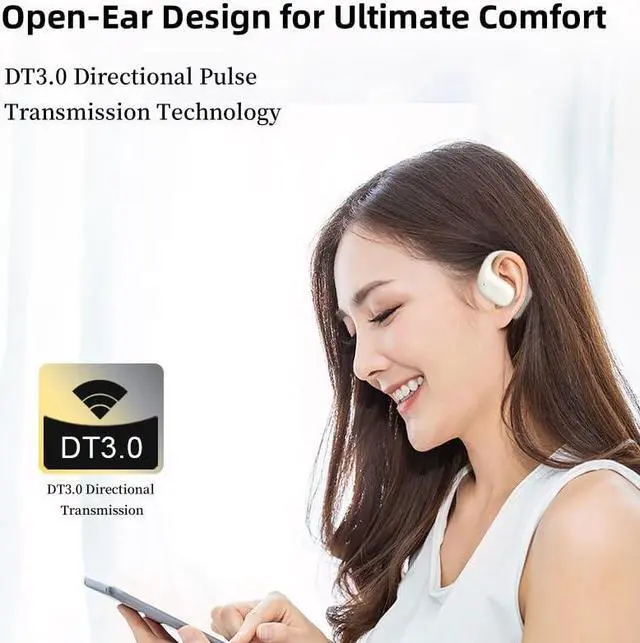 Alt view image 3 of 5 - DUVOSS Open Ear Headphones, True Wireless Earbuds with Microphone,Headsets with Earhooks, Lightweight, Bluetooth 5.3 Headphones with IPX4 Waterproof, Air Conduction Sport Earbuds for Workouts Running