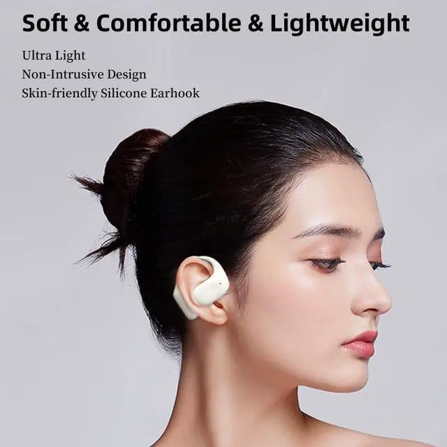 Alt view image 5 of 5 - DUVOSS Open Ear Headphones, True Wireless Earbuds with Microphone,Headsets with Earhooks, Lightweight, Bluetooth 5.3 Headphones with IPX4 Waterproof, Air Conduction Sport Earbuds for Workouts Running