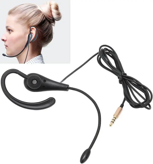Alt view image 3 of 5 - Call Center Headset,Ear Hook Single Sided 3.5mm Headphone with Microphone Single Ear Telephone Headset for Laptop Mobile Phones