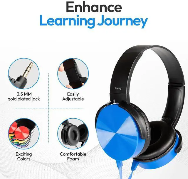 Alt view image 2 of 5 - Bulk Headphones for Classroom, 12 Pack Durable Wired School Headphones for Students. Teacher Must Haves Supplies from Elementary to College (Mixed Color)