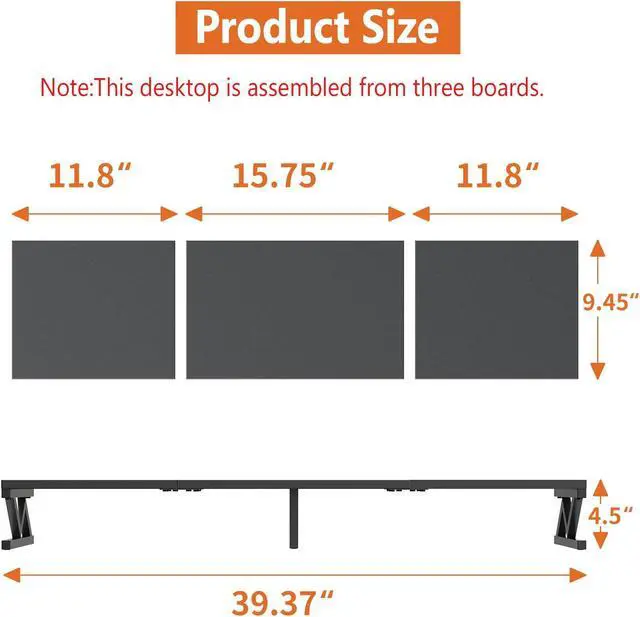 Alt view image 2 of 5 - ErgoFocus Dual Monitor Stand Riser, Large Wood Monitor Lift with Storage, Sturdy Wood&Steel Multi Screen Stand, Desktop Organizer