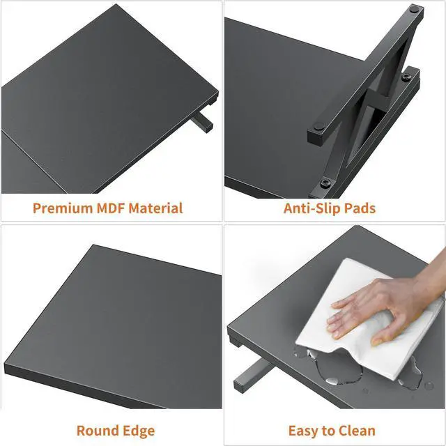 Alt view image 4 of 5 - ErgoFocus Dual Monitor Stand Riser, Large Wood Monitor Lift with Storage, Sturdy Wood&Steel Multi Screen Stand, Desktop Organizer