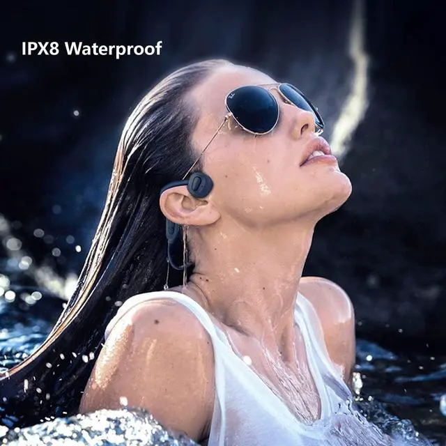 Alt view image 4 of 5 - Sudroid Bluetooth Waterproof Headphones Wireless, Bone Conduction Headphones Hi-Fi Stereo Sound Neckband Open Ear Headset for Swimming Cycling Running Gym, Black
