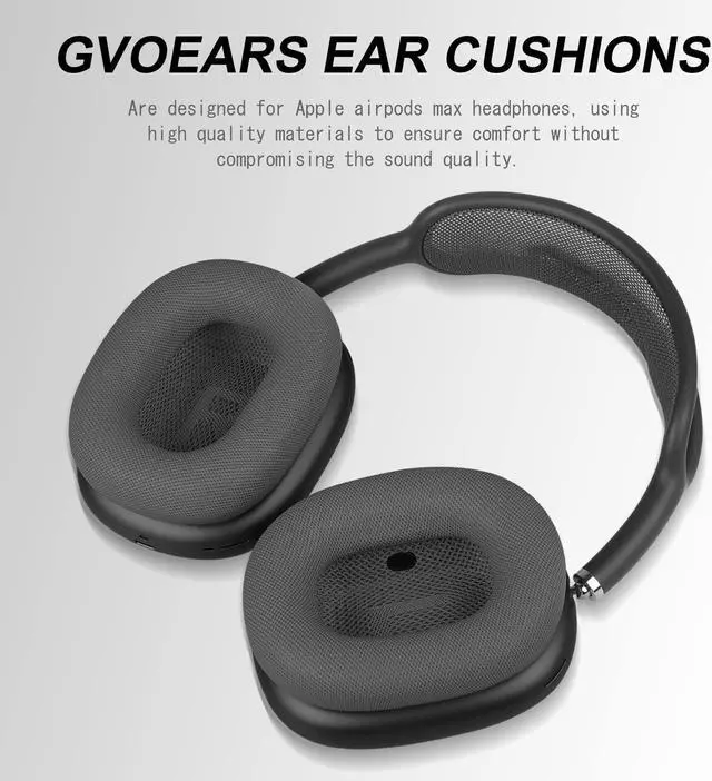 Alt view image 5 of 5 - Premium Replacement Ear Cushions for Apple AirPods Max Headphone, Protein Leather Memory Foam Earpads with Excellent Noise Isolation (Black)
