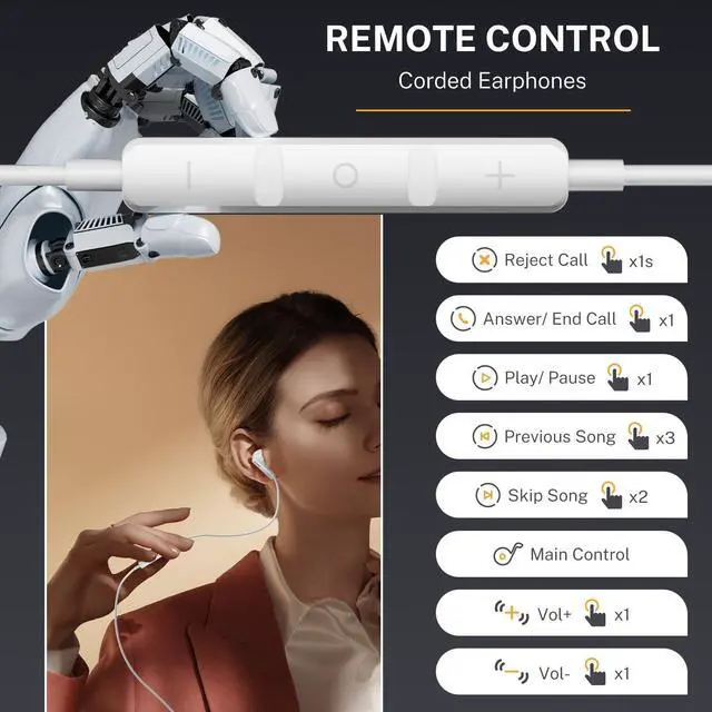 Alt view image 2 of 5 - USB C Headphone Wired Earbuds for iPhone 15 Pro Max Earphones for Samsung Galaxy S22 S23 Ultra Pixel 7a 8