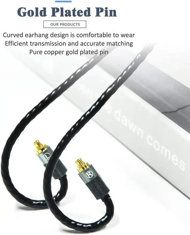 Alt view image 2 of 5 - GUCraftsman 5N OFC Silver Plating+Graphene Mixed Braid Earphone Replacement Cables for Sennheiser IE200 IE300 IE600 IE900 (4.4mm Plug)