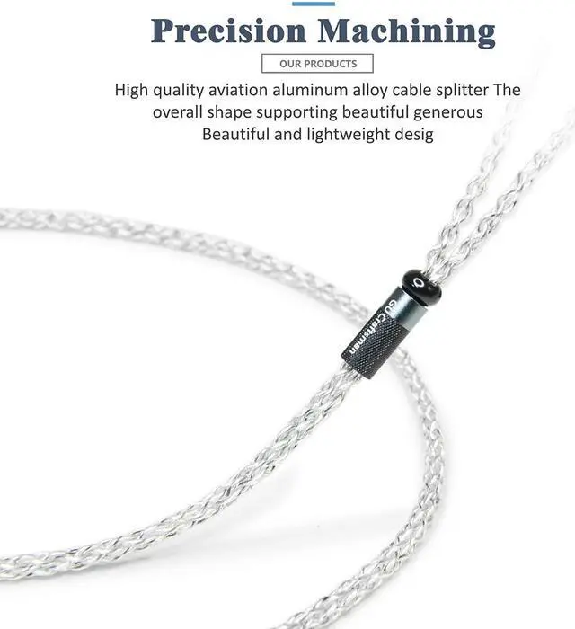 Alt view image 3 of 5 - GUCraftsman 5N OFC Silver Plating+Graphene Mixed Braid Earphone Replacement Cables for Sennheiser IE200 IE300 IE600 IE900 (4.4mm Plug)