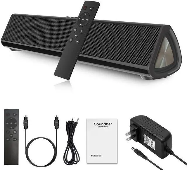 Main image of Guppy Sound Bar 15.7 Inch Soundbar for Smart TV Speaker with USB/AUX Connectivity, PC Desktop Speaker, Stereo Wireless Computer Bar Speaker, Subwoofer, for TV/Desktop/Laptop (Black)