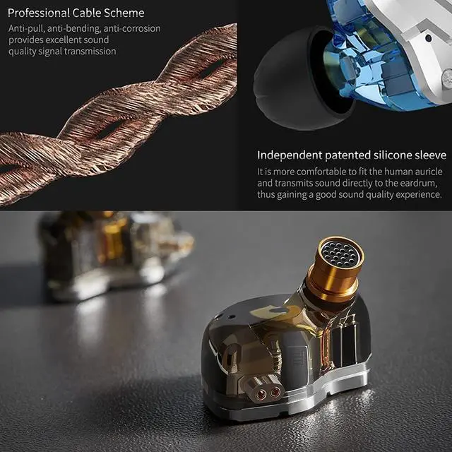 Alt view image 5 of 5 - KZ Headphone 4BA+1DD Multi Driver in Ear Earphone IEM ZS10 Pro Wired Comfortable Noise Cancelling Wrap Around Ear Headphones with 2 Pin Detachable Cable, in Ear Monitor Earbuds (Meteor Blue, with Mic)