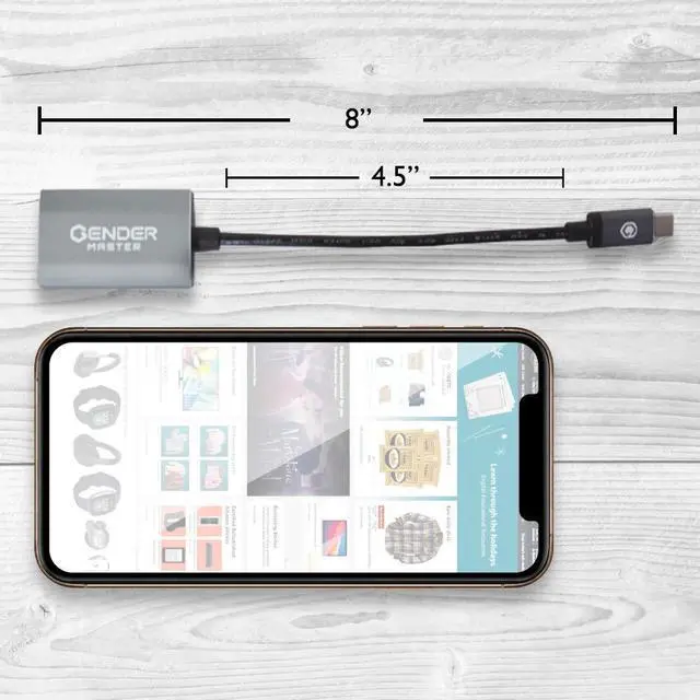 Alt view image 3 of 4 - Gendermaster Active Converter 4K 60Hz YCbCr 4:4:4, USB(Type-C) to HDMI 2.0 4k@60Hz Active Adapter (18Gbps) (8") Compatible with MacBook Air, MacBook Pro, iMac, Mac Pro, Mac Mini, and More