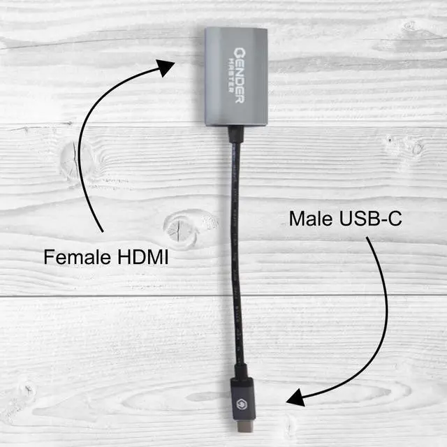 Alt view image 4 of 4 - Gendermaster Active Converter 4K 60Hz YCbCr 4:4:4, USB(Type-C) to HDMI 2.0 4k@60Hz Active Adapter (18Gbps) (8") Compatible with MacBook Air, MacBook Pro, iMac, Mac Pro, Mac Mini, and More