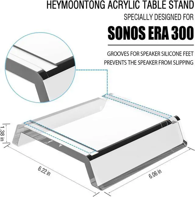Alt view image 2 of 5 - HeyMoonTong Acrylic Table Stand for Sonos ERA 300 Wireless Speaker - Desktop Decorative Bracket Mounting Accessories for Sonos ERA 300 (Clear, 1-Pack)