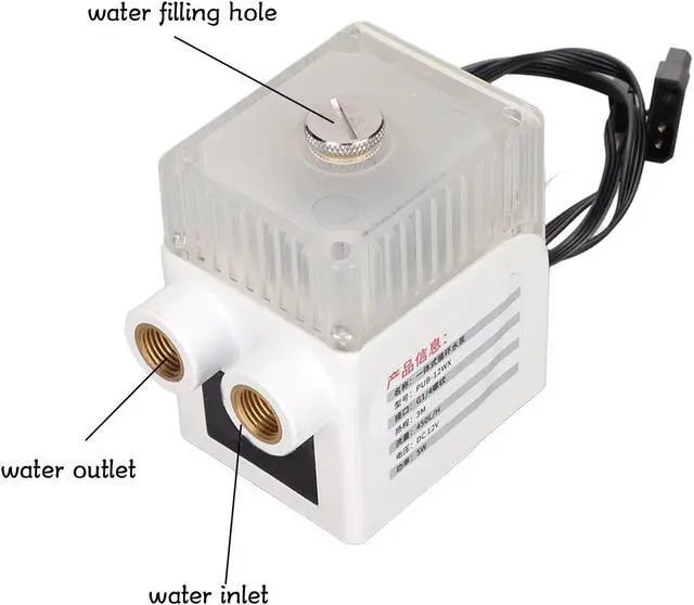 Alt view image 3 of 5 - CPU Reservoir, G1/4" Thread Ultra Quiet Water Cooling Pump 12V 450L/H Three Phase Copper Wire 4pin Connector Computer Water Cooling System Heat Exchanger Tool(White)