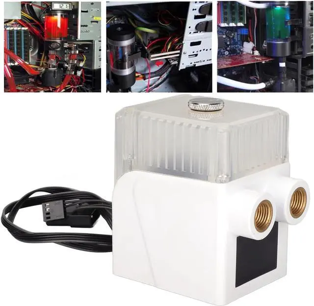 Alt view image 4 of 5 - CPU Reservoir, G1/4" Thread Ultra Quiet Water Cooling Pump 12V 450L/H Three Phase Copper Wire 4pin Connector Computer Water Cooling System Heat Exchanger Tool(White)