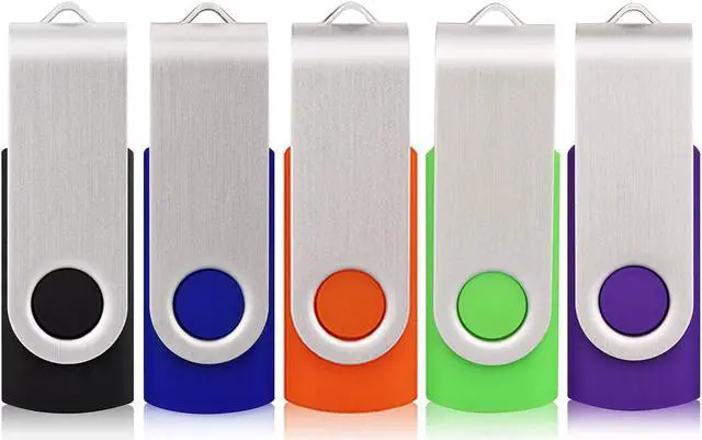 Main image of Flash Drive 64GB 5 Pack USB 2.0 Swivel Thumb Drives - Mixed Color Pack (64G, 5PCs)