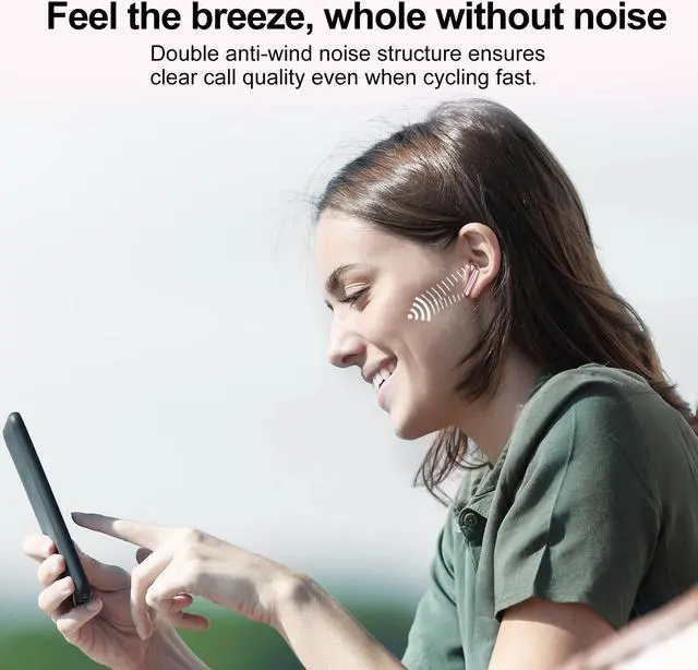 Alt view image 4 of 5 - Jesebang Wireless Earbuds, 2024 Bluetooth 5.3 Headphones, Stereo Earphones with ENC Mic, Wireless Headphones in Ear Earbuds with Dual LED Display, 30H Playtime, Gym IP7 Waterproof, Rose Gold