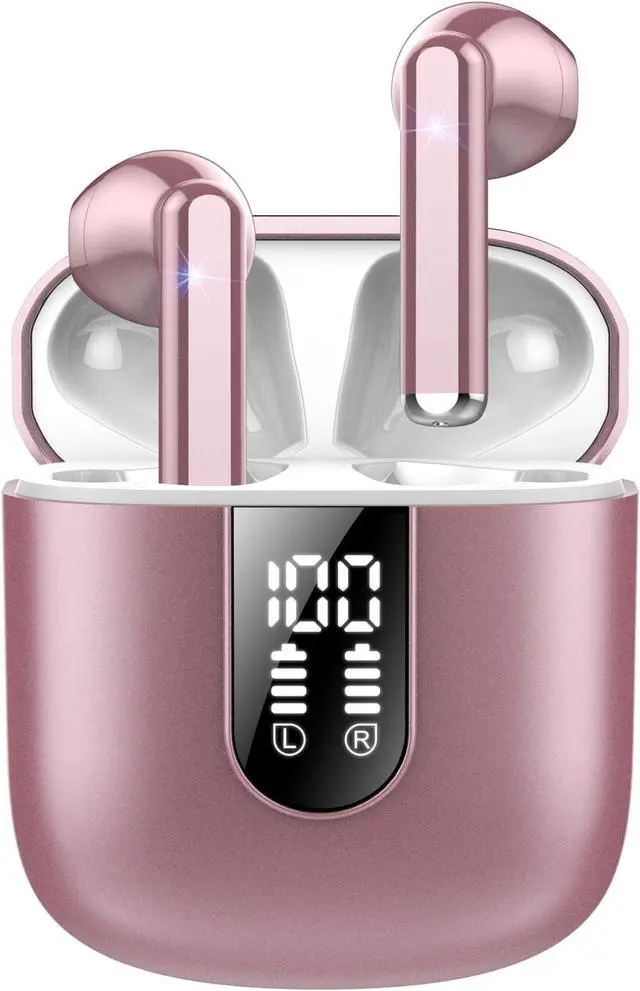 Main image of Jesebang Wireless Earbuds, 2024 Bluetooth 5.3 Headphones, Stereo Earphones with ENC Mic, Wireless Headphones in Ear Earbuds with Dual LED Display, 30H Playtime, Gym IP7 Waterproof, Rose Gold