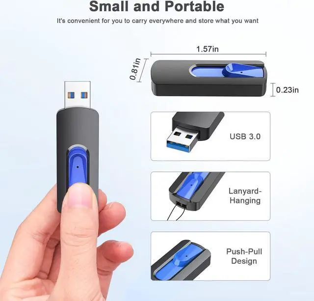 Alt view image 3 of 5 - JUANWE 32GB Flash Drive 3.0 USB 5 Pack Thumb Drive Retractable Slide Memory Sticks for Computers Bulk USB Jump Drive Data Storage Pen Drive Blue