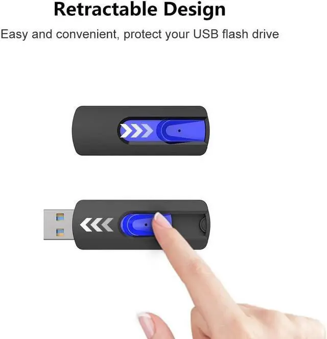 Alt view image 4 of 5 - JUANWE 32GB Flash Drive 3.0 USB 5 Pack Thumb Drive Retractable Slide Memory Sticks for Computers Bulk USB Jump Drive Data Storage Pen Drive Blue