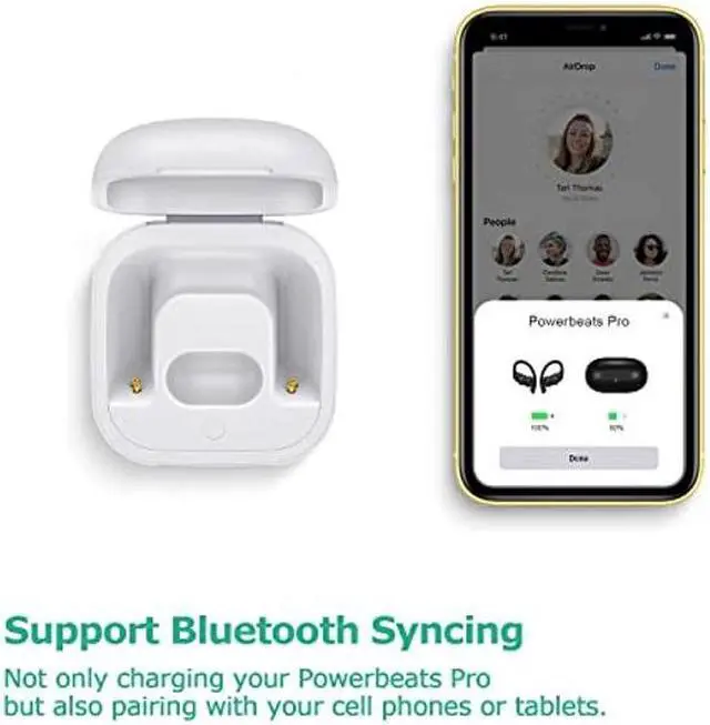 Alt view image 4 of 5 - Charging Case Replacement Compatible with Powerbeats Pro Charger with Bluetooth Pairing Sync Button & 700mAh Built-in Battery (Not Include Power Beats Earbuds) White