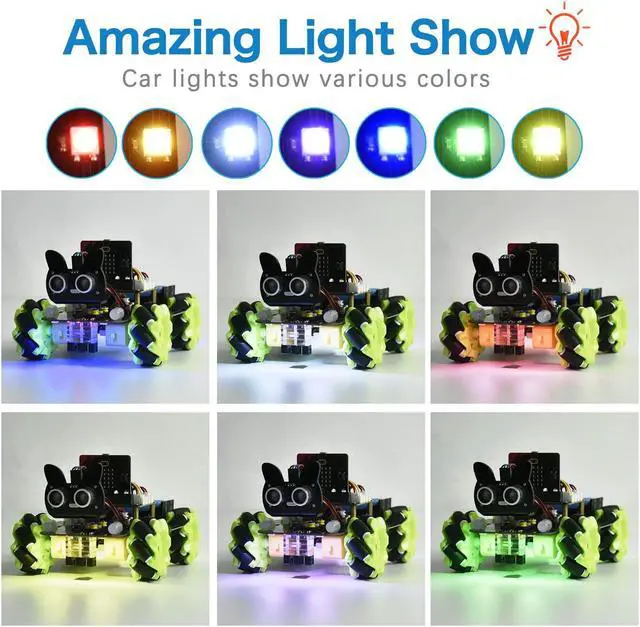 Alt view image 5 of 5 - KEYESTUDIO 4WD Smart Car Coding Robot Kit with Microbit V2 for Makecode and Python, DIY Building Robot Kit for STEM Education, IR Remote/APP Control