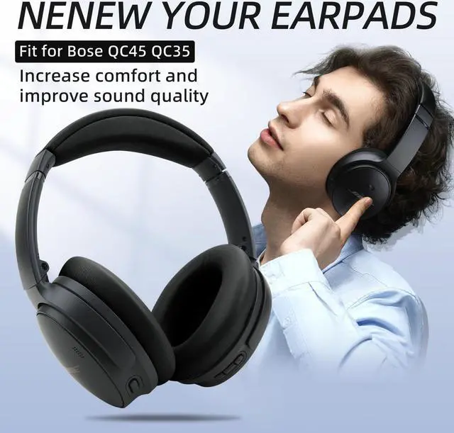 Alt view image 2 of 5 - Laselan Replacement Headband Cushion and Earpads for Bose QC35 QC45 Headphones with Noise Isolation Memory Foam (Black)