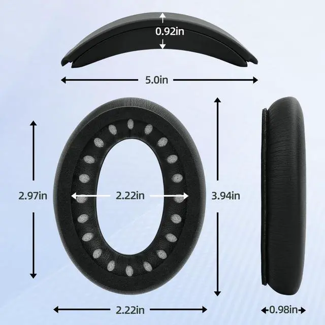 Alt view image 5 of 5 - Laselan Replacement Headband Cushion and Earpads for Bose QC35 QC45 Headphones with Noise Isolation Memory Foam (Black)