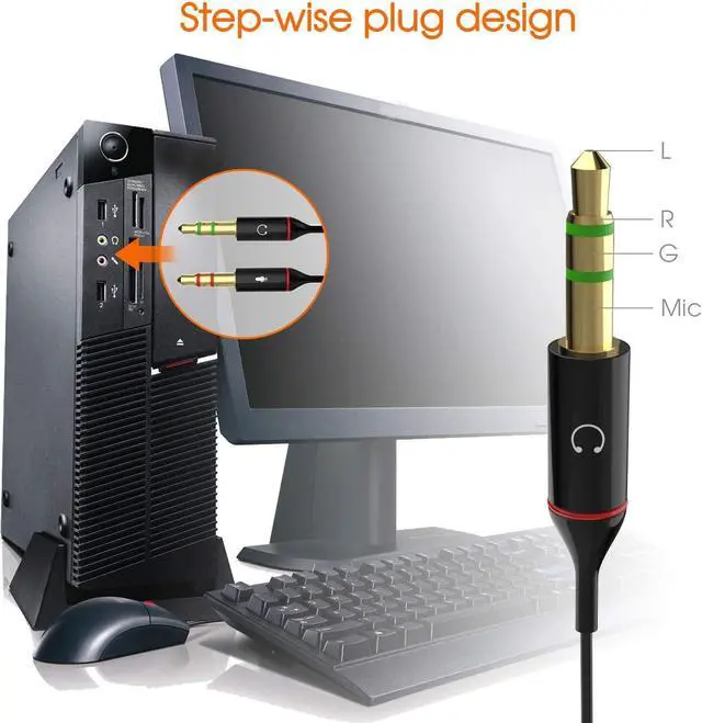 Alt view image 4 of 5 - Maeline Headphone Splitter Adapter, 3.5mm Mic Cable for Computer, Headset 3.5mm Female to 2 Dual Male Microphone Audio Stereo Jack Earphones Port to Gaming Speaker PC - 10 Pack