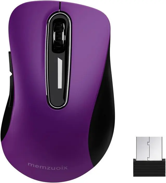 Alt view image 2 of 5 - memzuoix 2.4G Wireless Mouse,Ergonomic Mouse Pad with Wrist Support for Laptop, PC, Desktop, MacBook(Purple Mouse + Pad)
