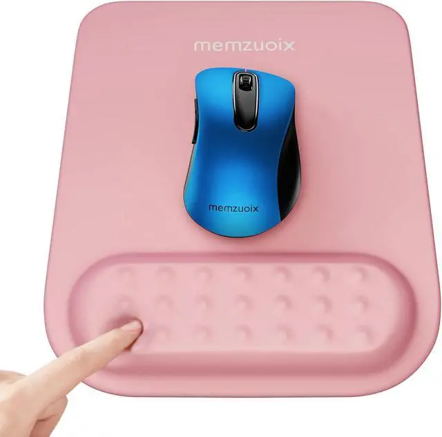 Alt view image 3 of 5 - memzuoix 2.4G Wireless Mouse,Ergonomic Mouse Pad with Wrist Support for Laptop, PC, Desktop, MacBook(Purple Mouse + Pad)