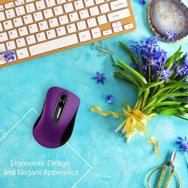 Alt view image 5 of 5 - memzuoix 2.4G Wireless Mouse,Ergonomic Mouse Pad with Wrist Support for Laptop, PC, Desktop, MacBook(Purple Mouse + Pad)
