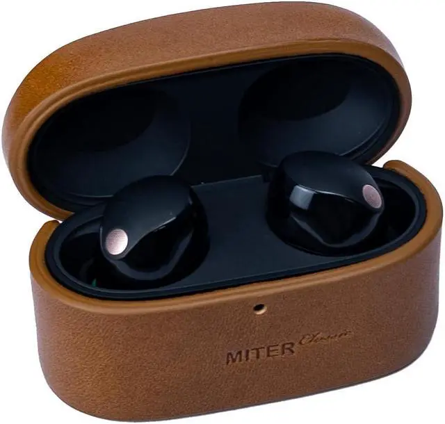 Alt view image 5 of 5 - MITER CASE for Sony WF-1000XM5 Earphone, Handmade case Cover Made with Italian Buttero Leather for WF1000XM5 (Wine)