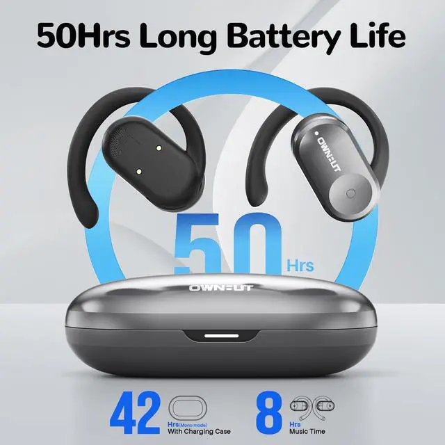 Alt view image 5 of 5 - Open Ear Headphones Bluetooth 5.3, Touch Control True Wireless Sports Headphones, Open Ear Earbuds with Enhanced Bass, 50 Hours Playtime, 120deg Angle Adjustment for Sports, Driving, Office, Workout