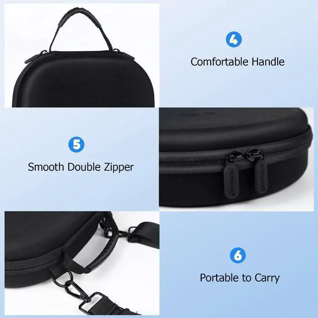 Alt view image 4 of 5 - Smart Case for AirPods Max Hard Case, Portable Travel Carrying Headphone Cover Hard Shell Storage Bag, Protective Organizer Box for New Airpod Max with Detachable Shoulder Strap