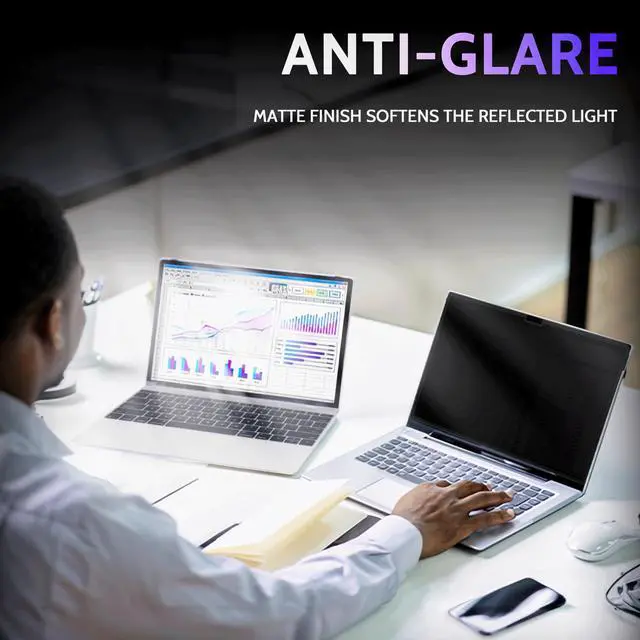Alt view image 5 of 5 - Peslv Privacy Screen for MacBook Air 13.6/13 Inch (2022-2025, M2, M3, M4) - A2681, A3113, A3240 MagicSuction Removable Anti Spy Black Protector, Glare Blue Light Filter for Mac Laptop Computer