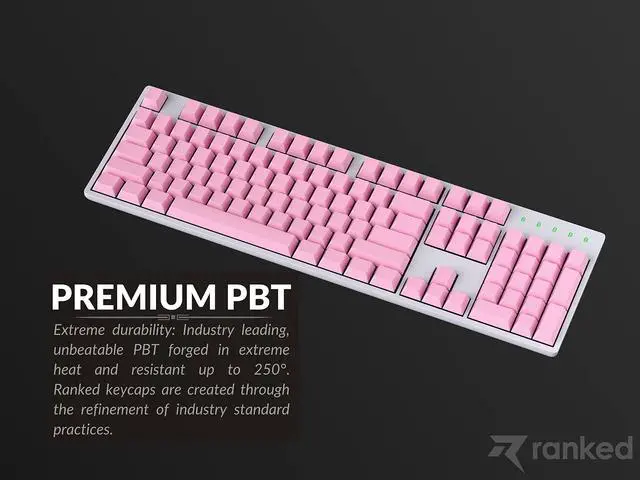 Alt view image 5 of 5 - Ranked Blank Premium Keycap Set | 1.4 mm Thick PBT | Cherry Profile for Mechanical Keyboard (Prism Pink, 139 Keys)