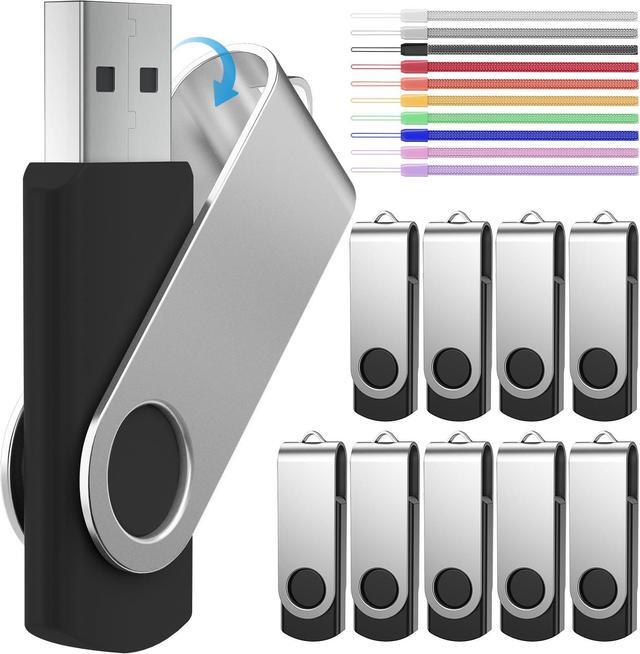 Flash Drive 8GB 10 Pack USB 2.0 Thumb Drives Bulk Portable Swivel Memory Stick FEBNISCTE Black Pendrive Zip Drive Jump Drives for Data Storage Newegg